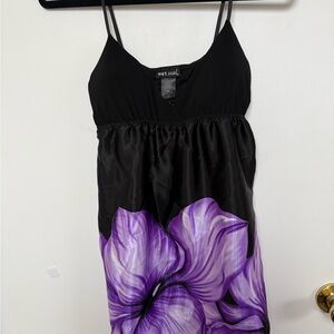 Wet Seal Late 2000s Black Dress with Purple Flower